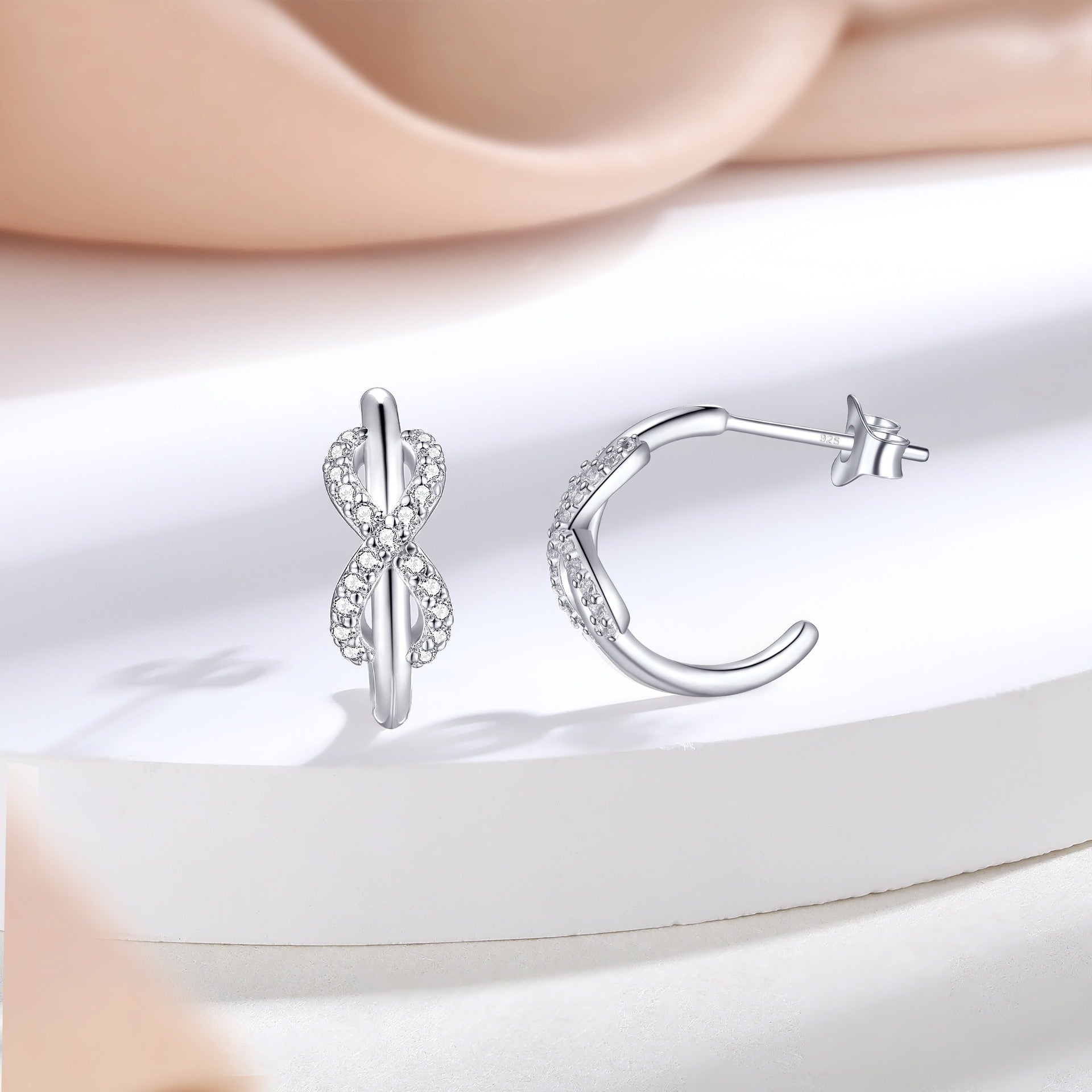 S925 Silver CC Hoop Earrings