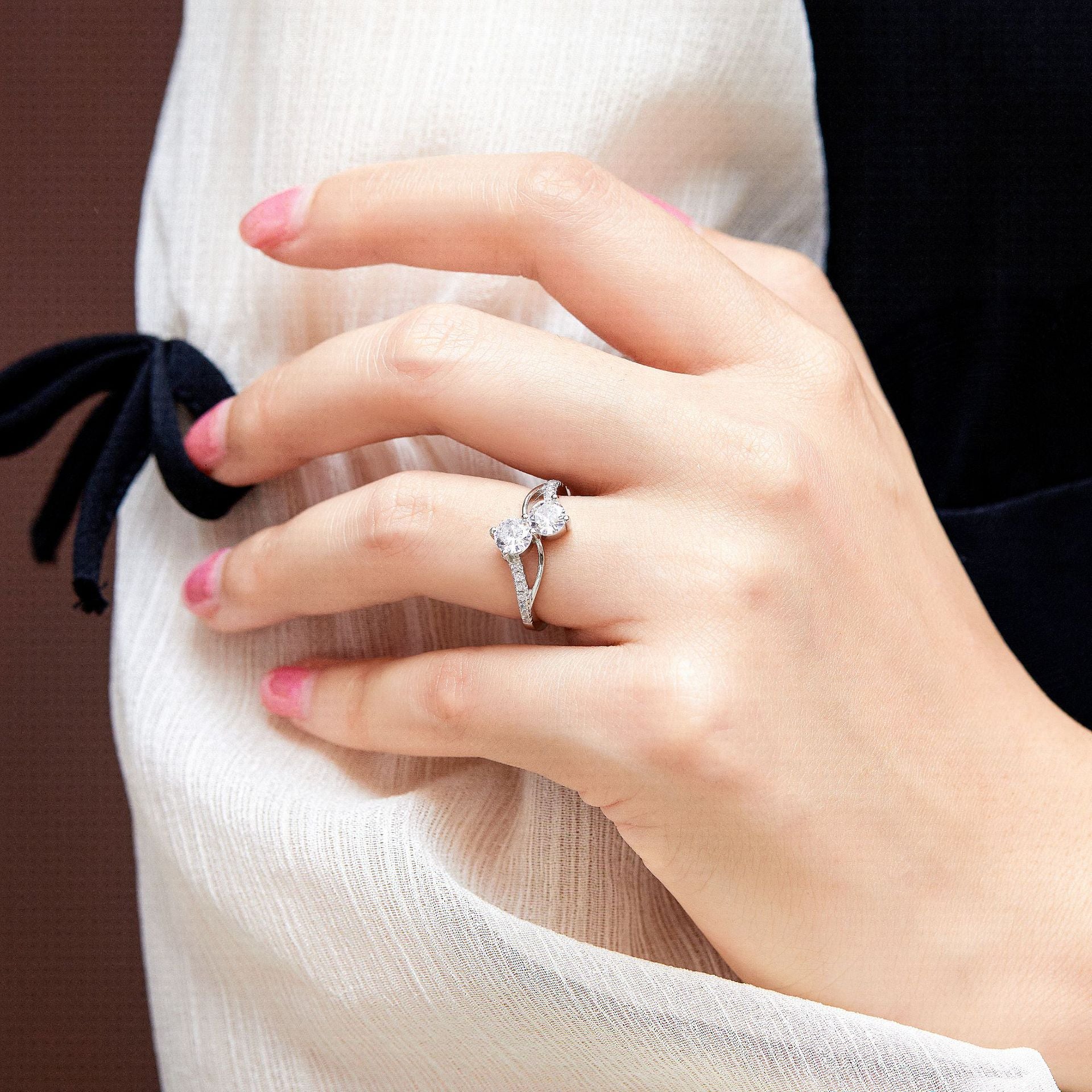 925 Silver Figure 8 Micro-Pavé Ring