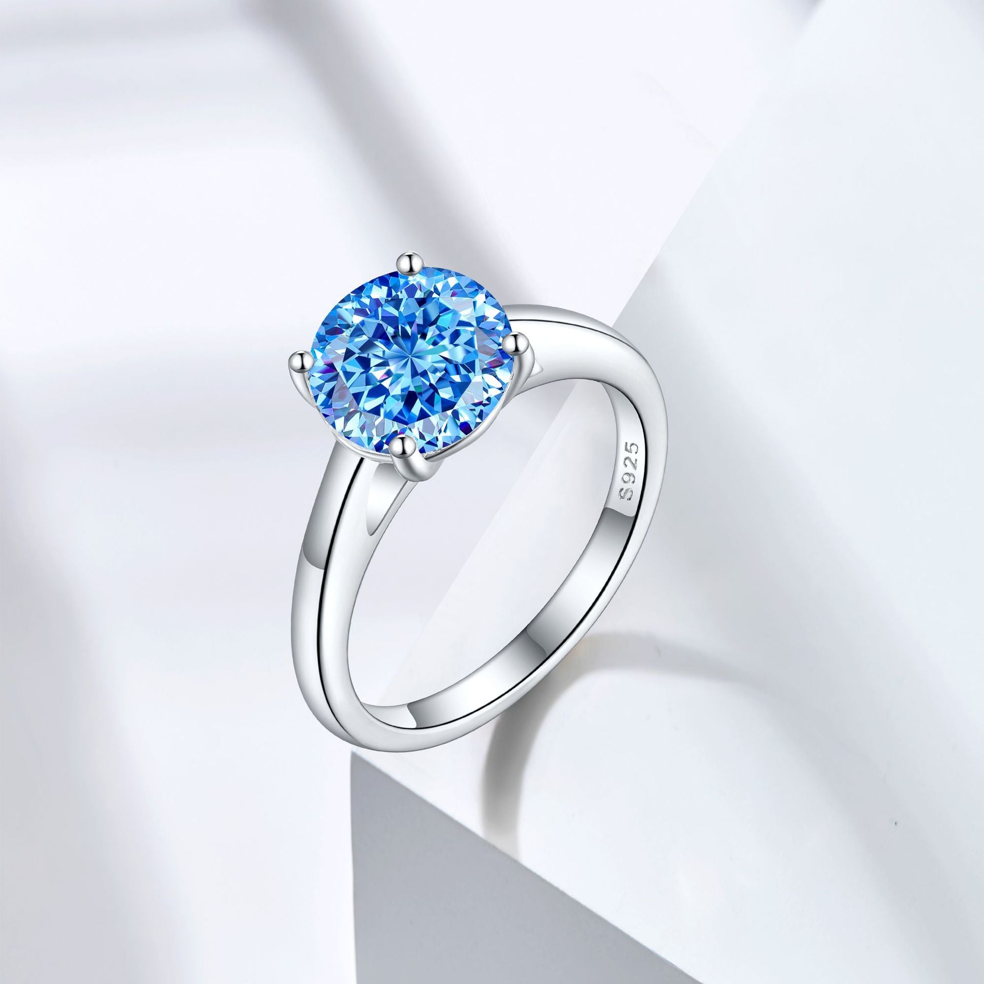 925 Silver 2ct Round Flame Ice Ring