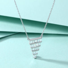 S925 Silver Fan Cut Zircon Pendant Necklace