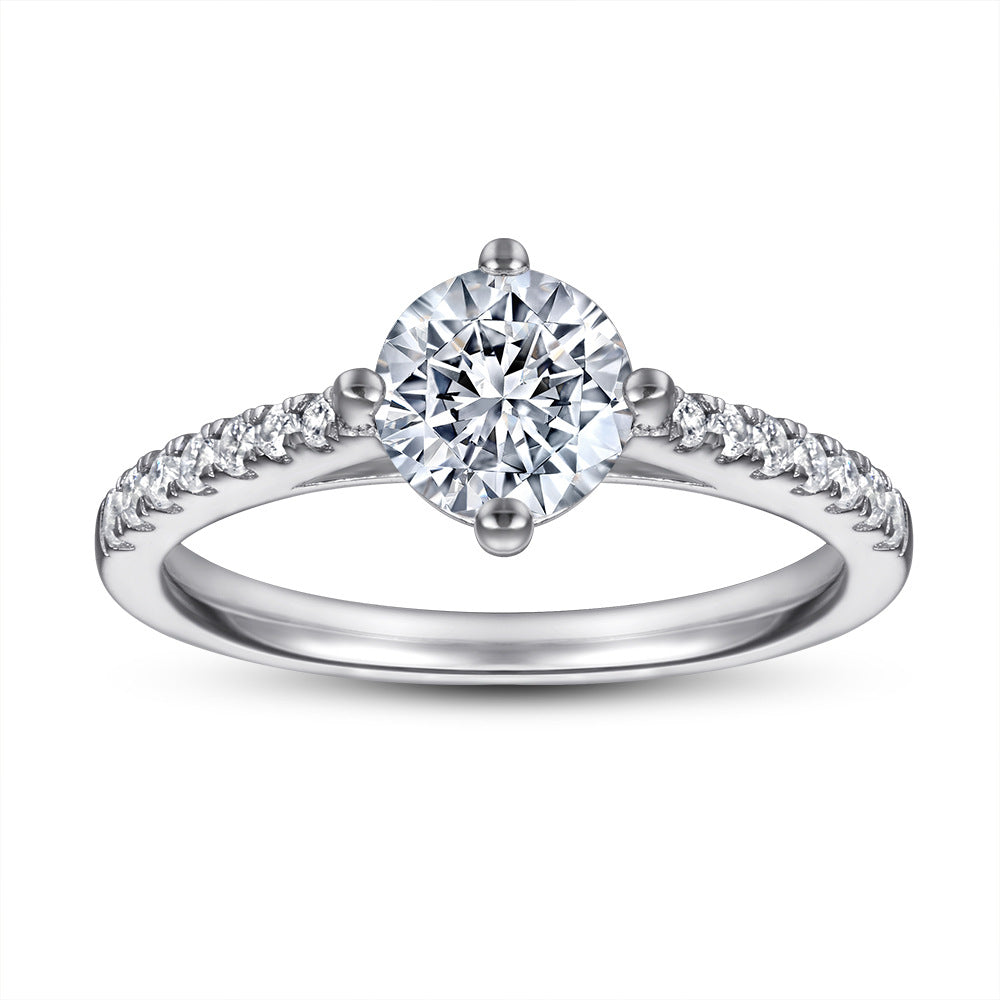 925 Silver Four-Prong Pavé Wedding Band