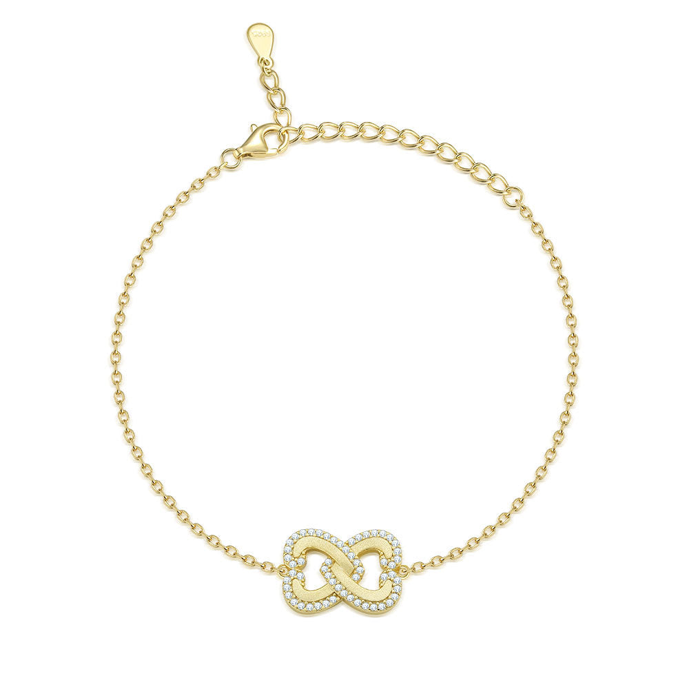 S925 Silver Linked Hearts Bracelet - Valentine's Jewelry