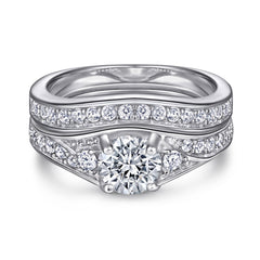925 Silver Row Ring Set Zircon Ring Diamond Necklace Earrings