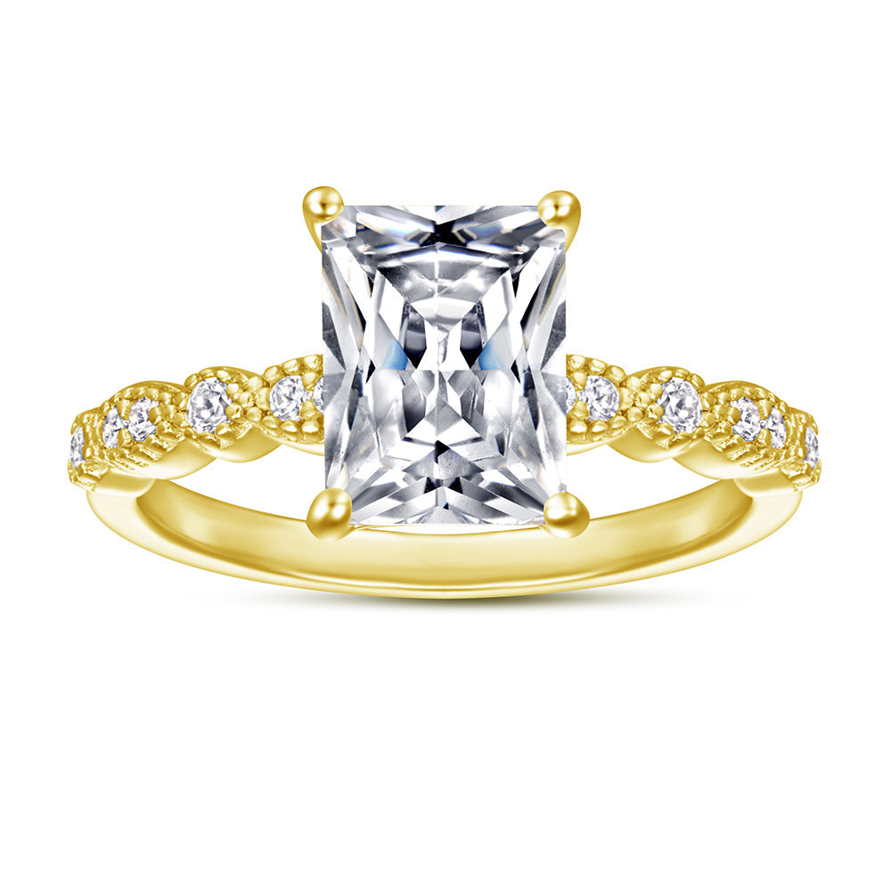 925 Silver Square CZ Statement Ring
