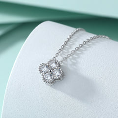 S925 Silver Clover Zircon Pendant Necklace