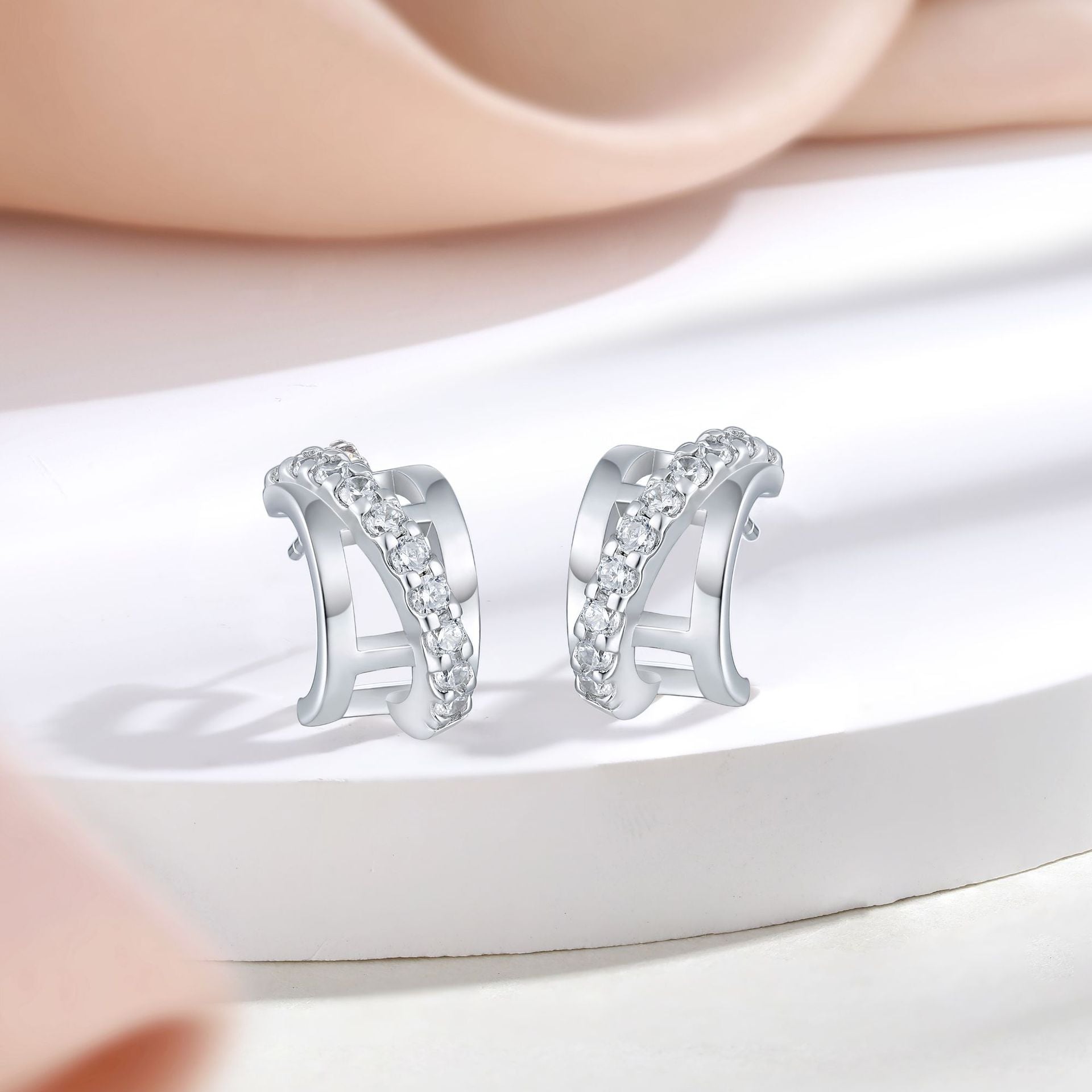 925 Silver Triple Ring Earrings Circle Necklace