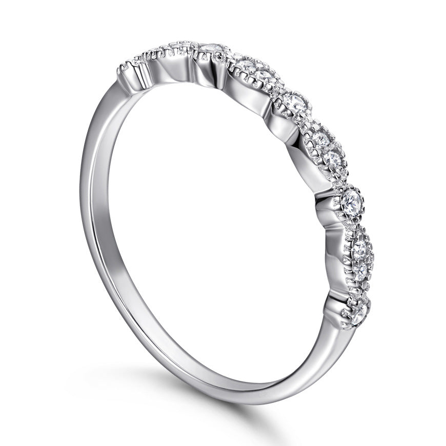 S925 Silver Half Eternity CZ Band Ring