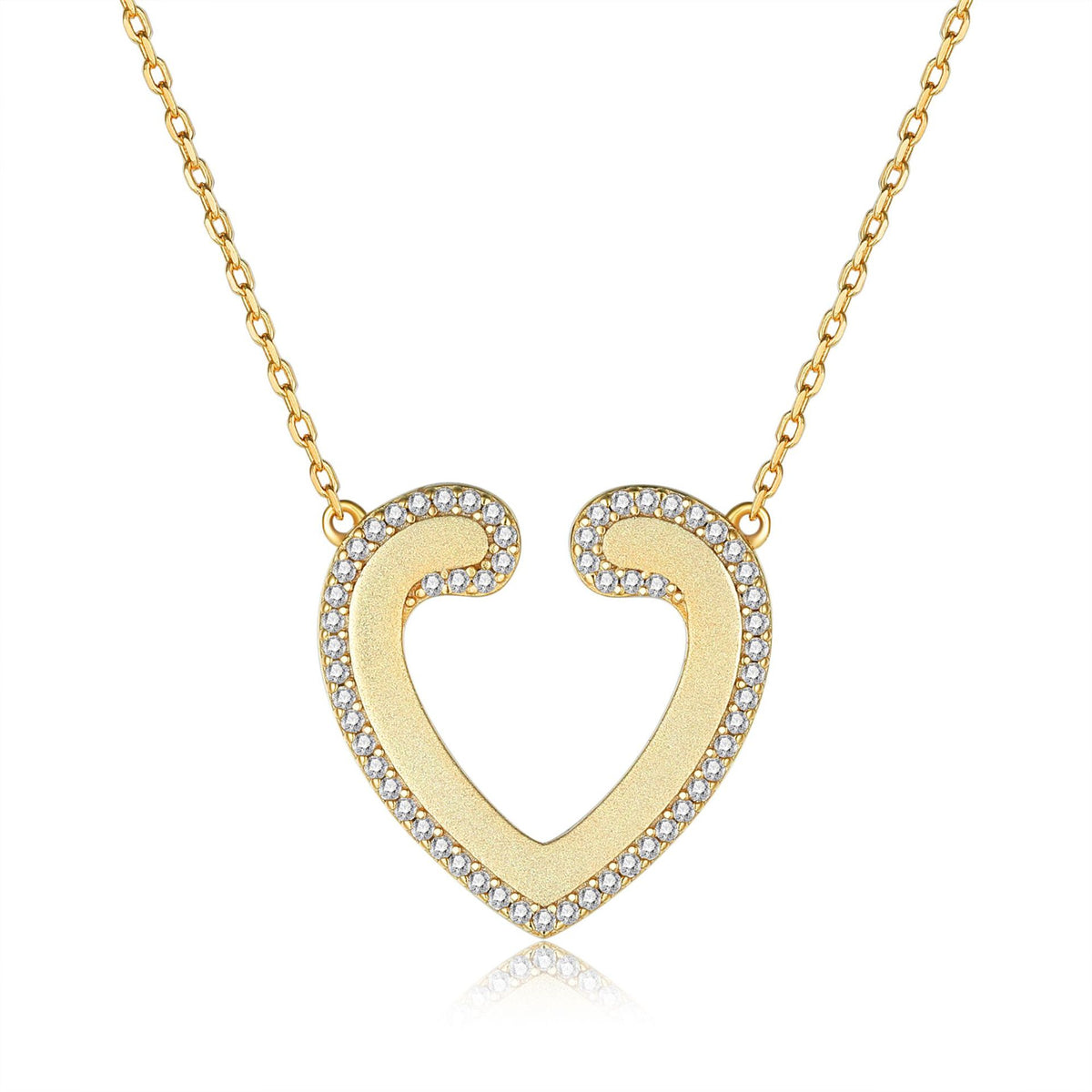 S925 Silver Gold Heart Pendant Necklace