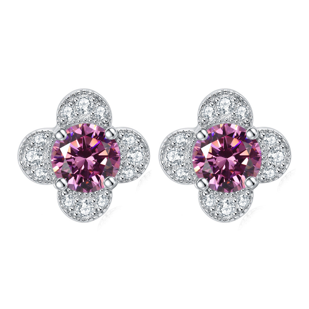 925 Silver Clover Floral Earrings