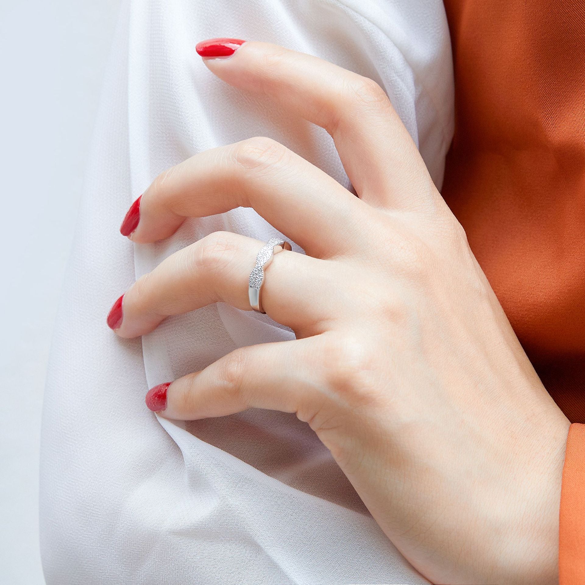 925 Silver Double Row Crossover Ring