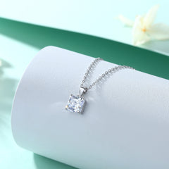S925 Silver Square Zircon Crystal Necklace
