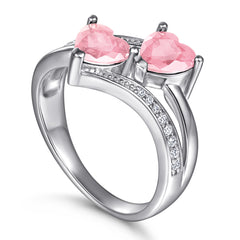 925 Silver Double Heart Halo