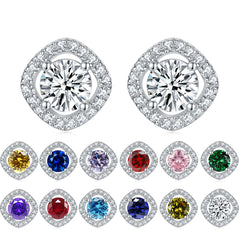 925 Silver Square Halo Earrings
