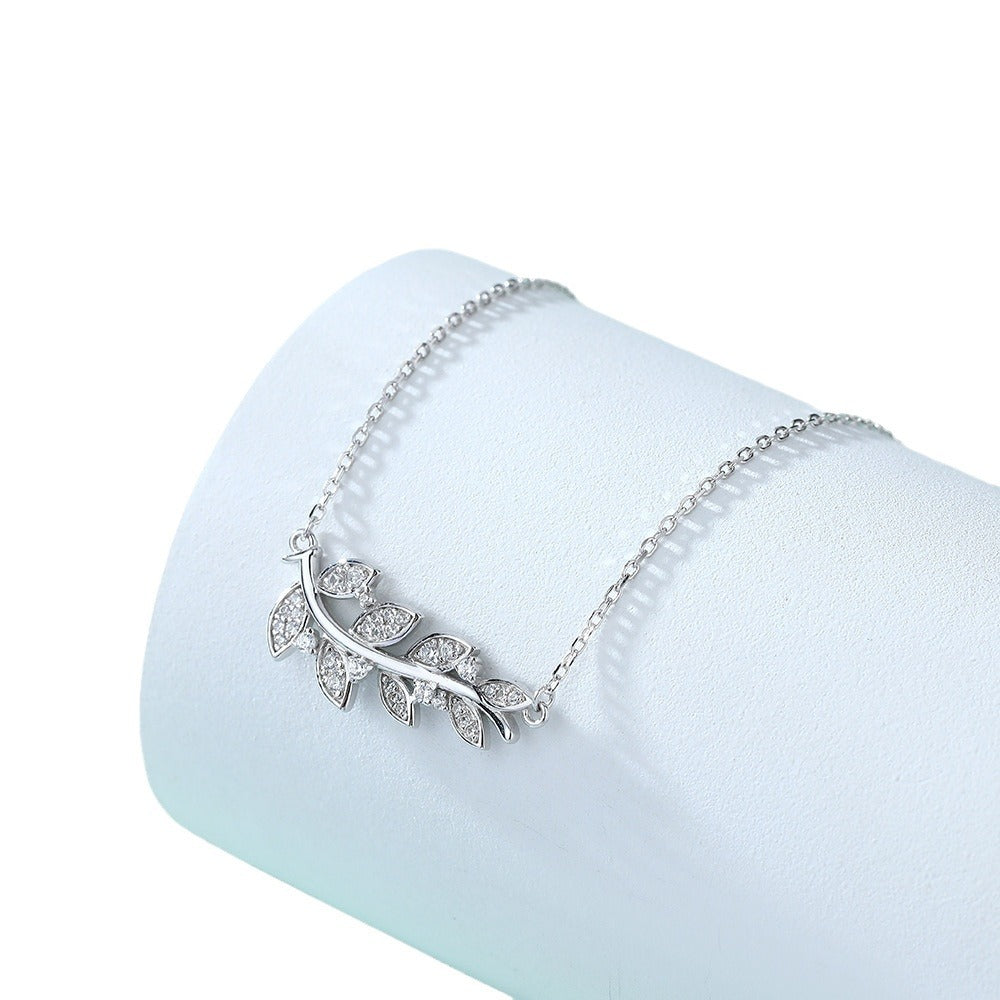 S925 Silver Tulip Wheat Chain Necklace