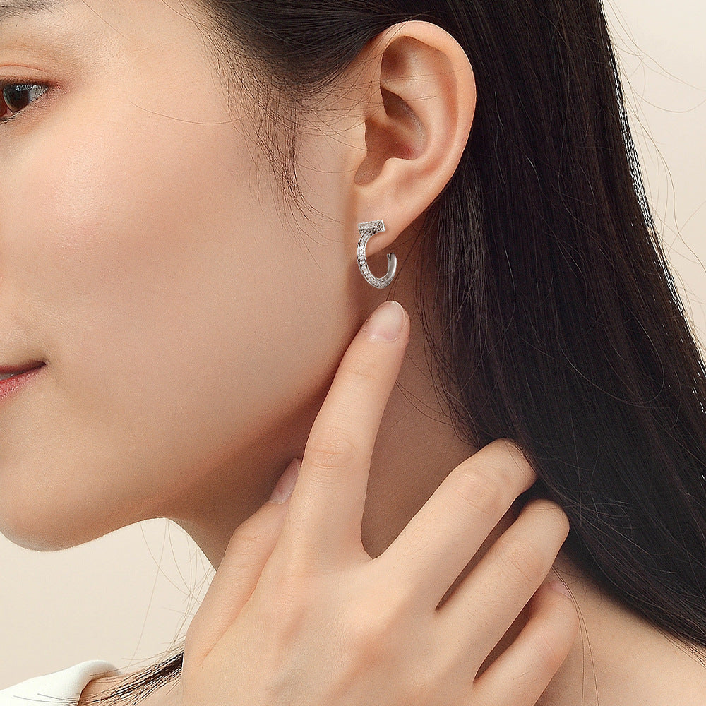 925 Silver Double C Zirconia Hoops