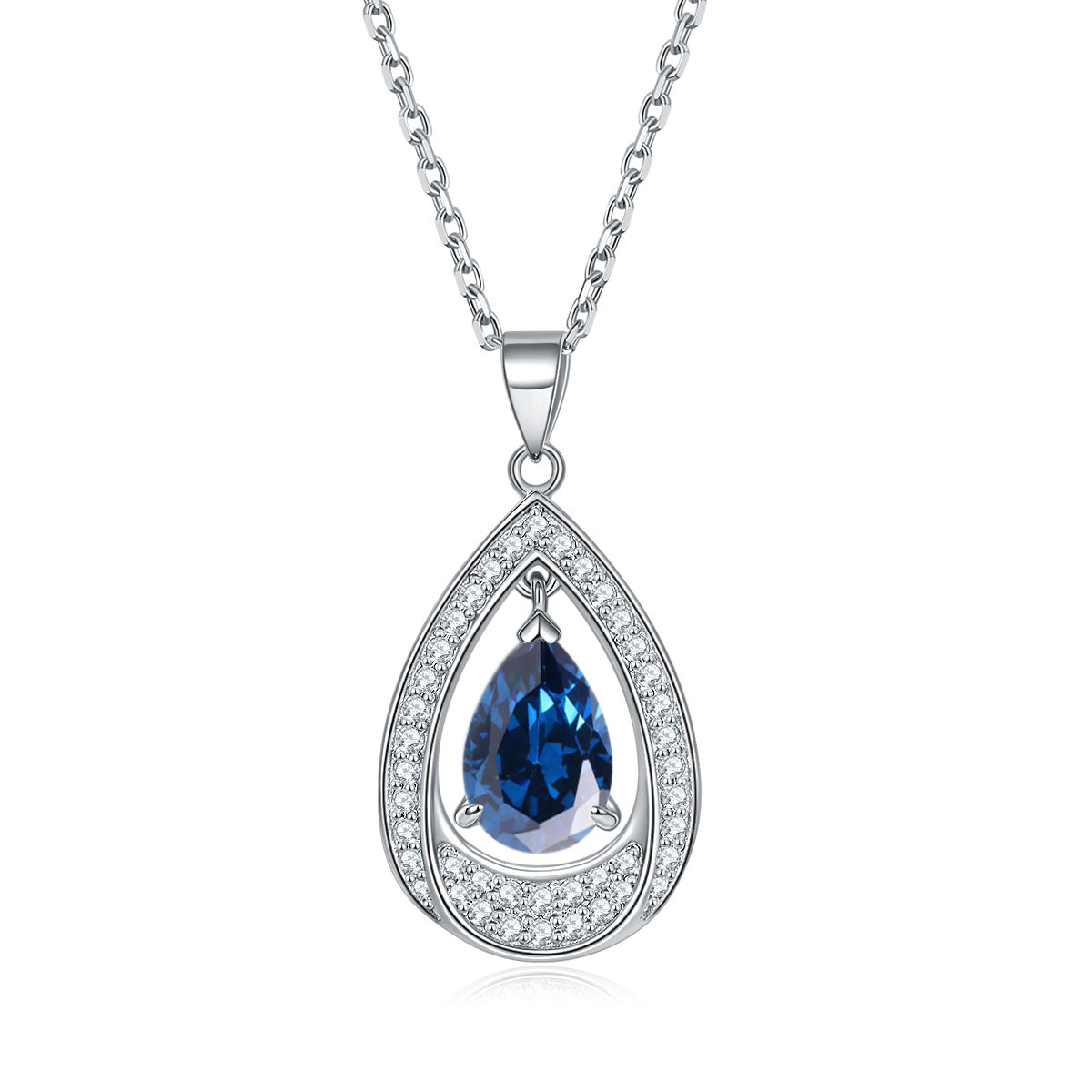 S925 Silver Aquamarine Drop Necklace