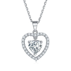 925 Silver Double Heart Ring Love Necklace Earrings