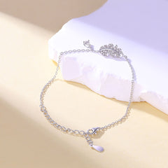S925 Leaf Drop Bracelet - Luxe Silver Jewelry