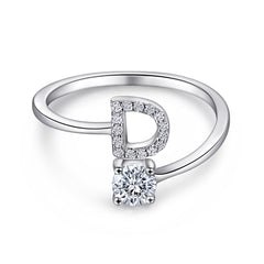 925 Silver Adjustable Letter Ring
