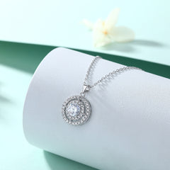 S925 Silver Round Dial Pendant Necklace