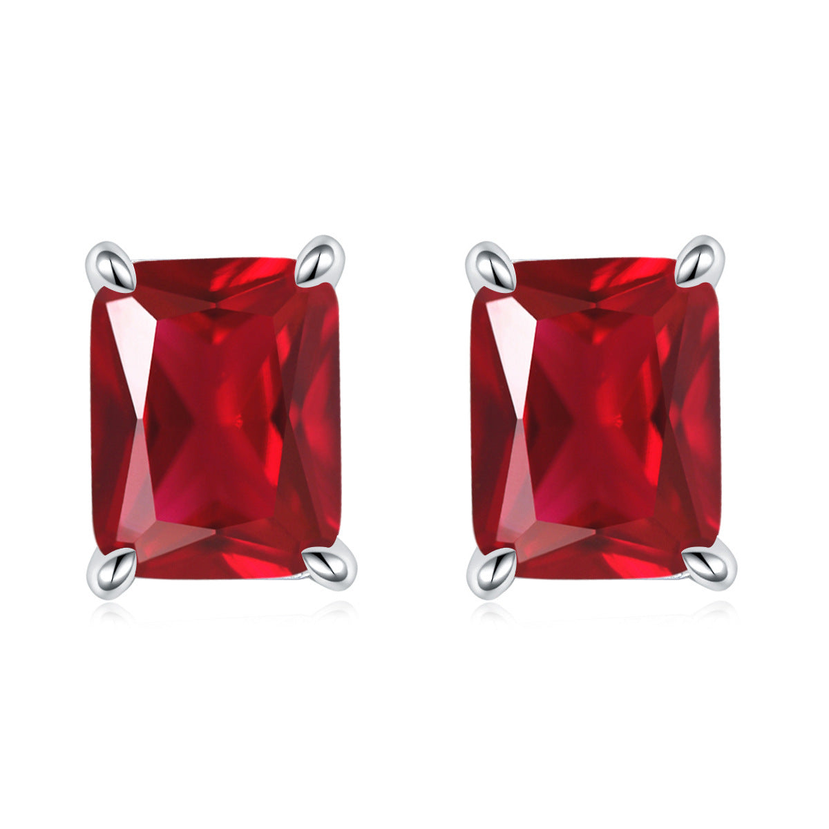 925 Silver Rectangle Birthstone Earrings