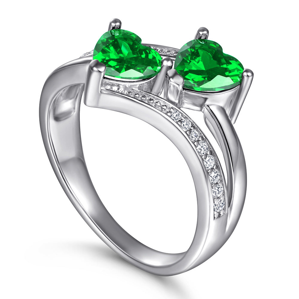925 Silver Double Heart Halo
