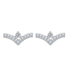 925 Silver V Letter Stud Earrings