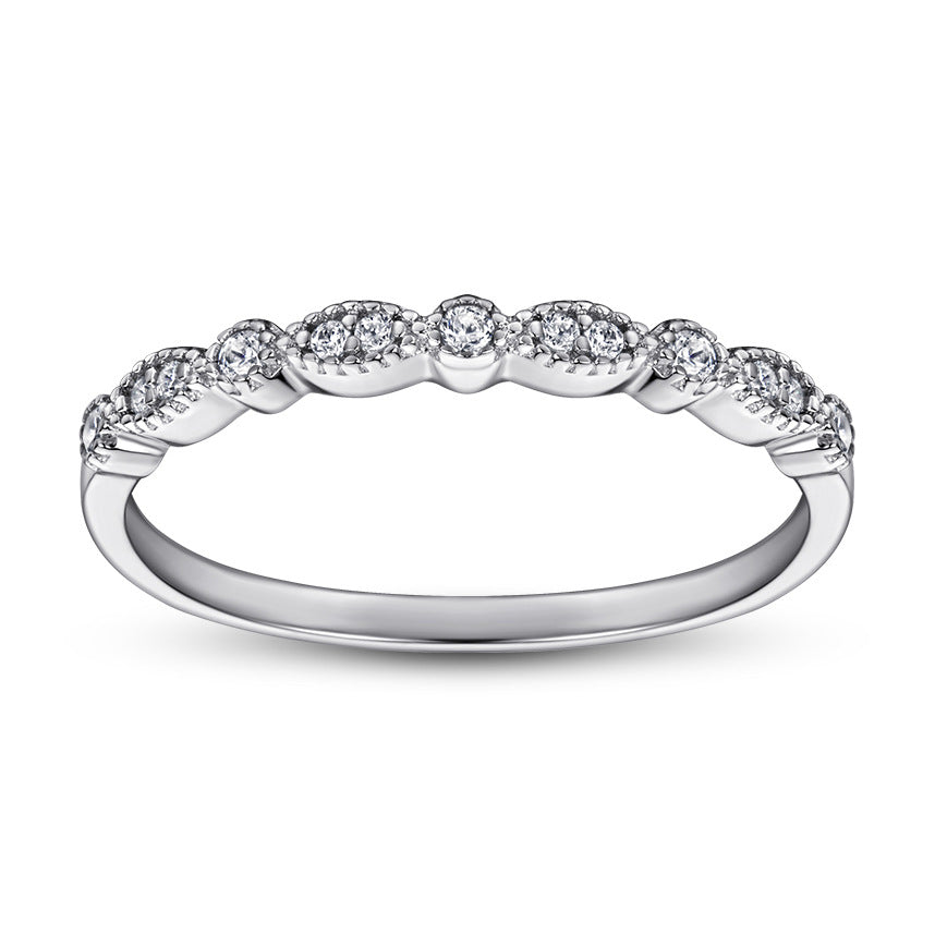 S925 Silver Half Eternity CZ Band Ring