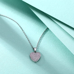 S925 Silver Pink Zircon Heart Necklace