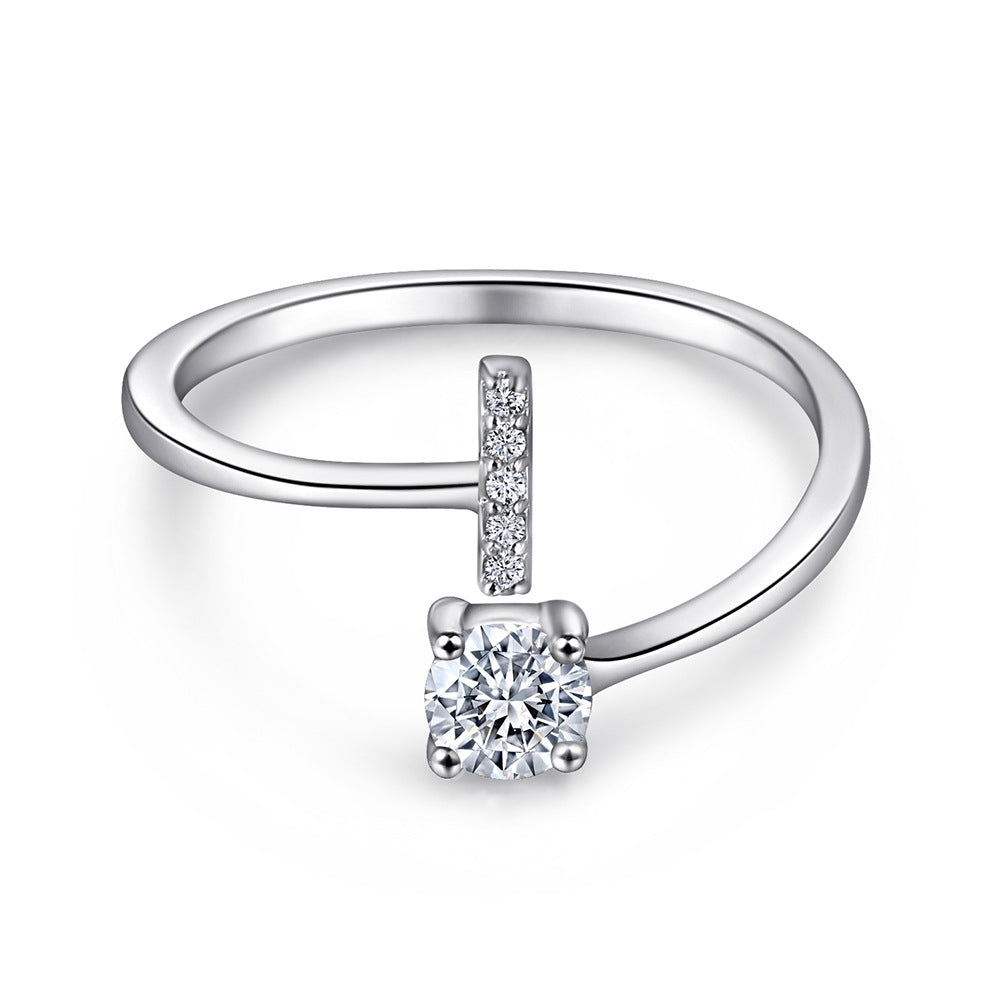 925 Silver Adjustable Letter Ring