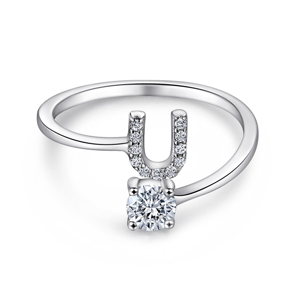 925 Silver Adjustable Letter Ring