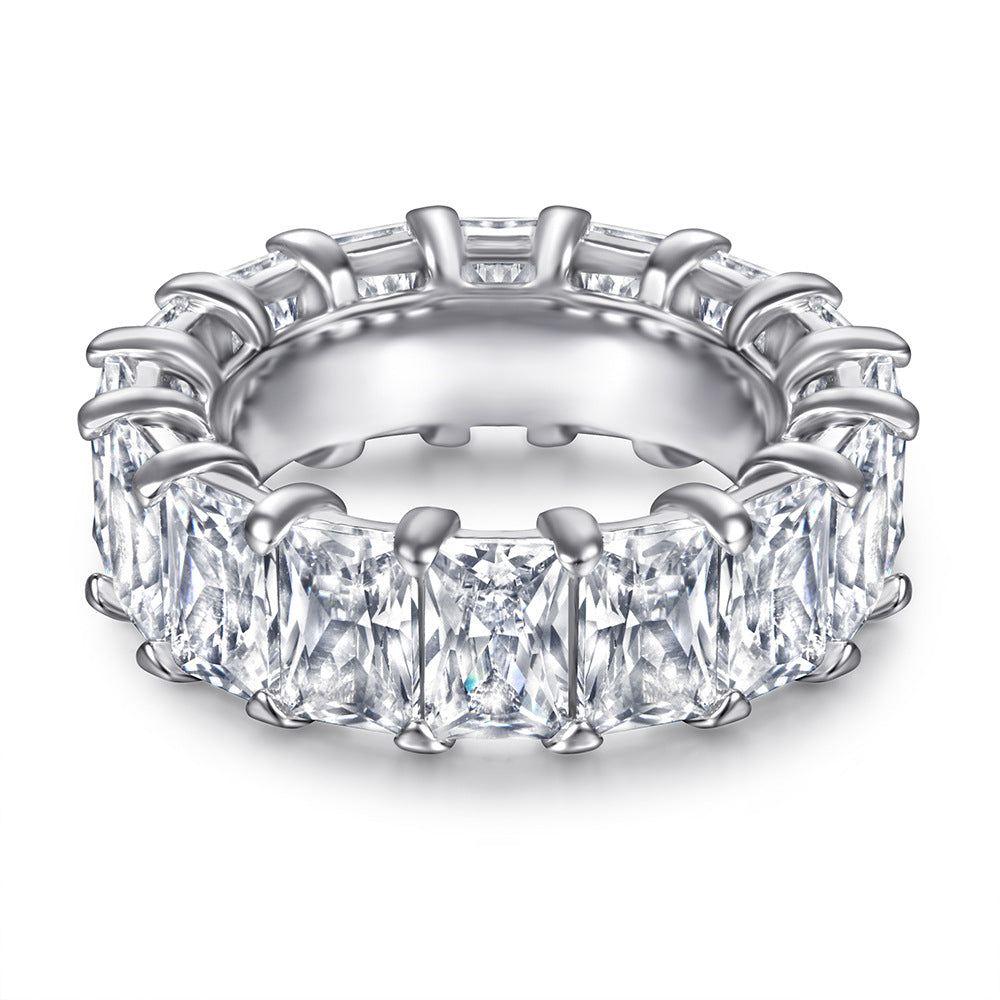S925 Gold Plated 0.5ct CZ Wide Band Ring