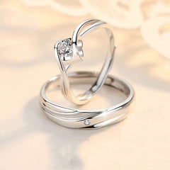 S925 Couple Rings Set - Adjustable Angel Kiss