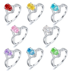 925 Silver 1.5ct Teardrop Ice Ring