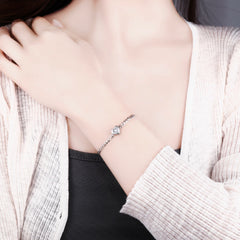 S925 Heart CZ Bracelet - Luxe Silver Jewelry