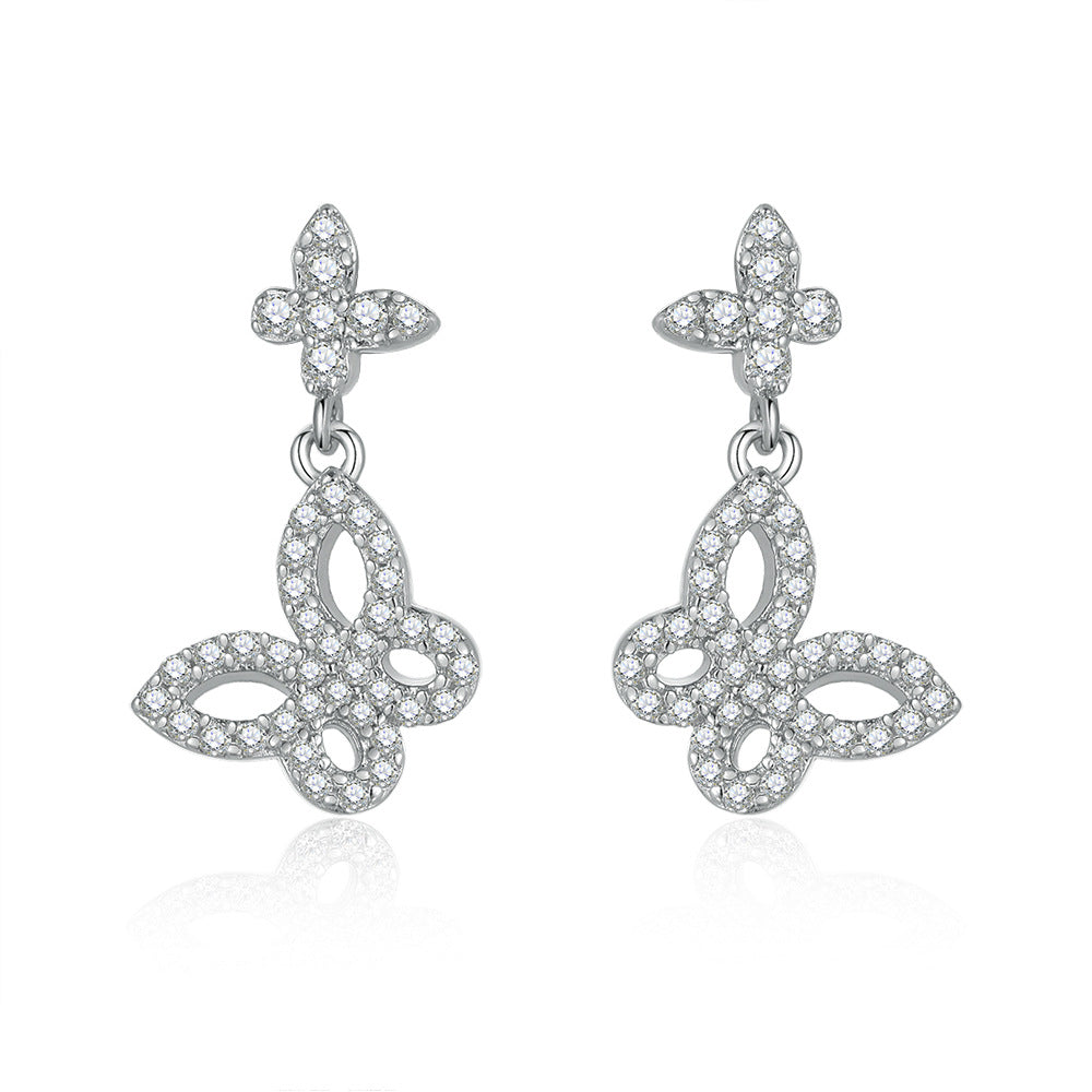 S925 Silver Butterfly Dangle Earrings