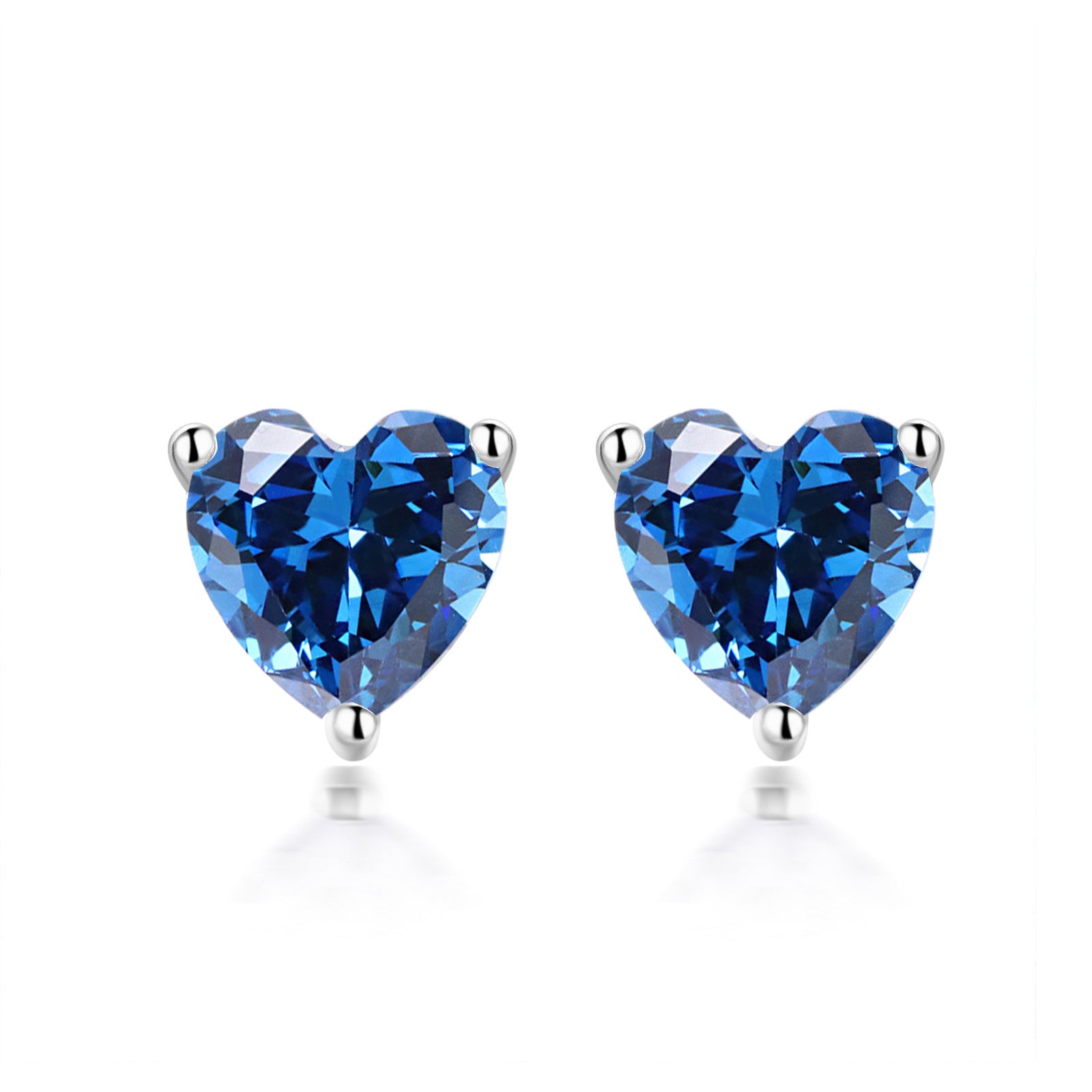 S925 Zodiac Heart Earrings - Birthstone CZ Studs