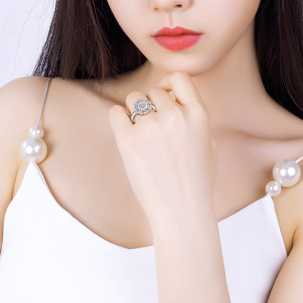 925 Silver Flower Ring Earrings Necklace Jewelry