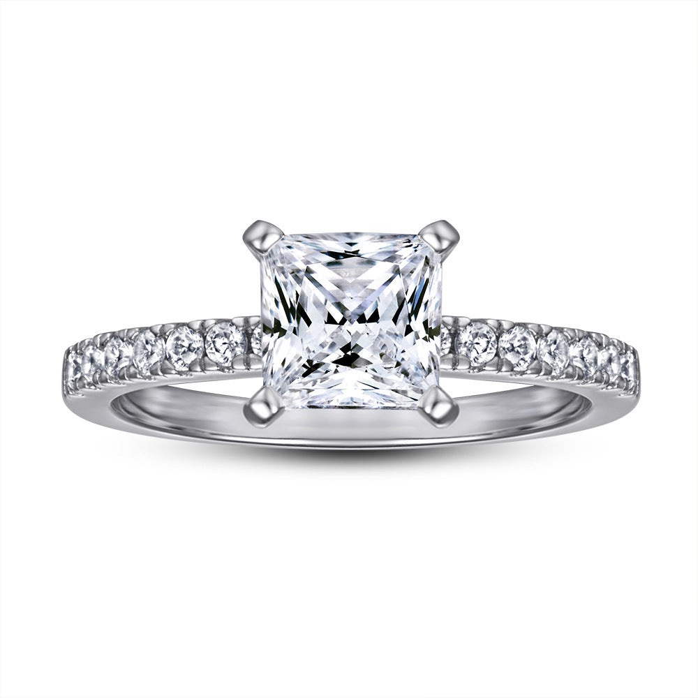 S925 Silver Square CZ Ring