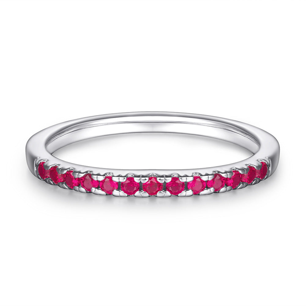 925 Silver Half Pavé Blue CZ Band