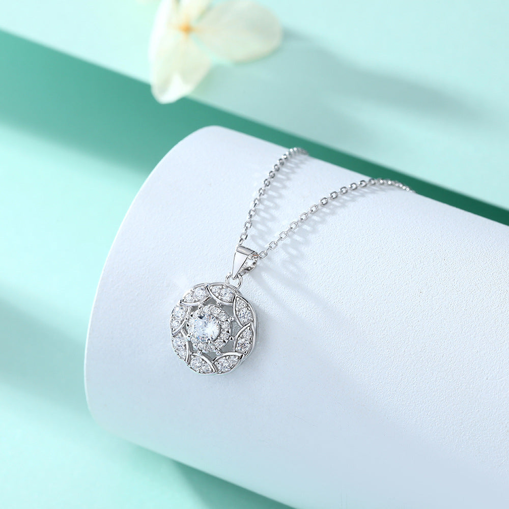 S925 Silver Peridot Zircon Solitaire Pendant Necklace