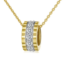S925 Silver Circle Pendant Statement Necklace
