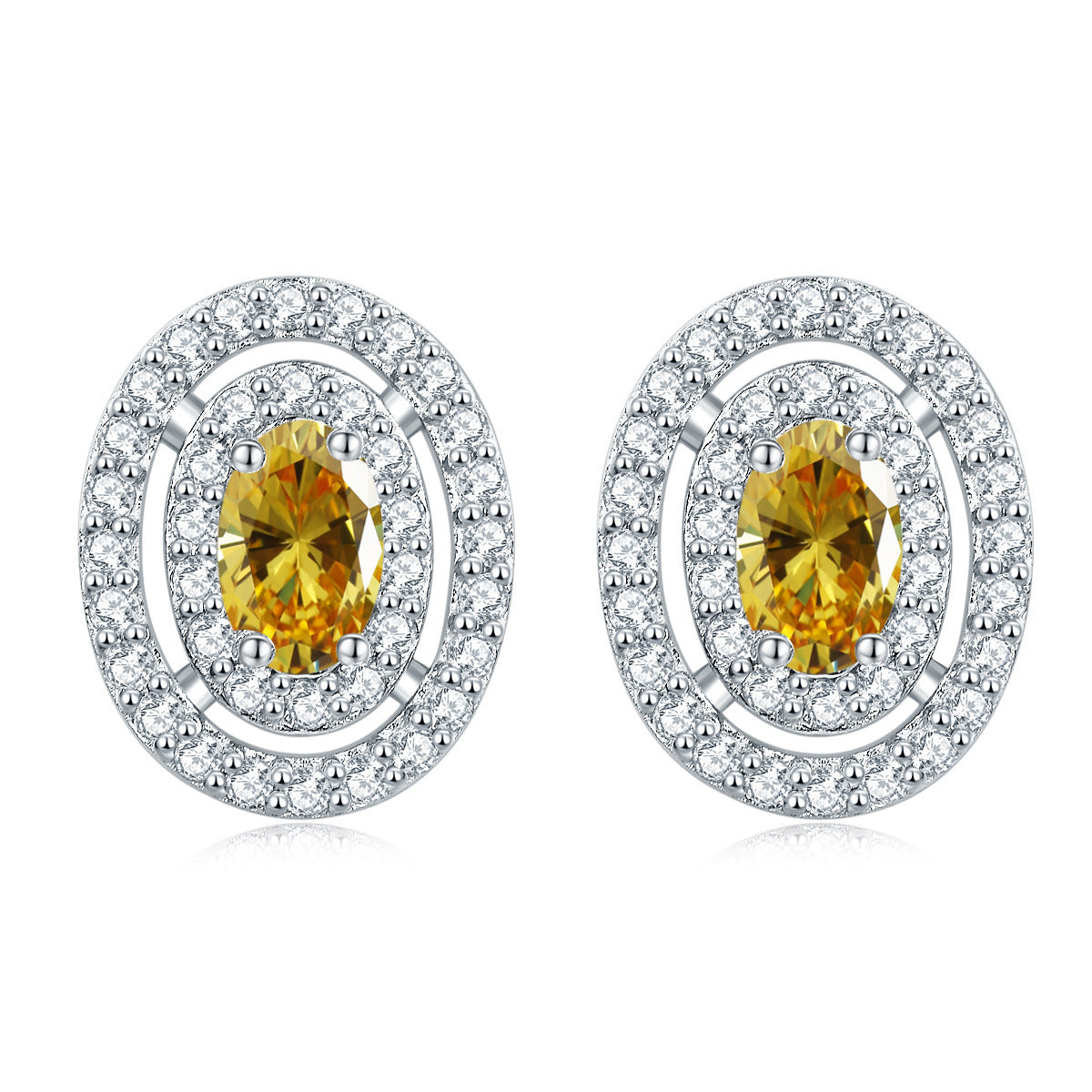 925 Silver Oval Halo Studs