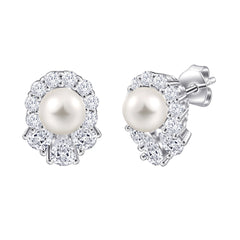 925 Silver Pearl Ring Zircon Earrings Shell Necklace