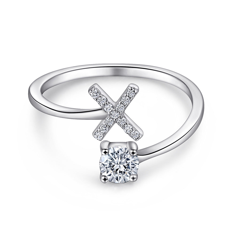 925 Silver Adjustable Letter Ring