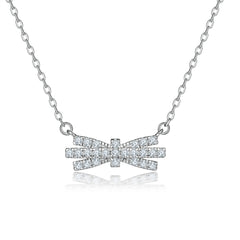S925 Silver Bow Pendant Necklace