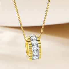 S925 Silver Circle Pendant Statement Necklace