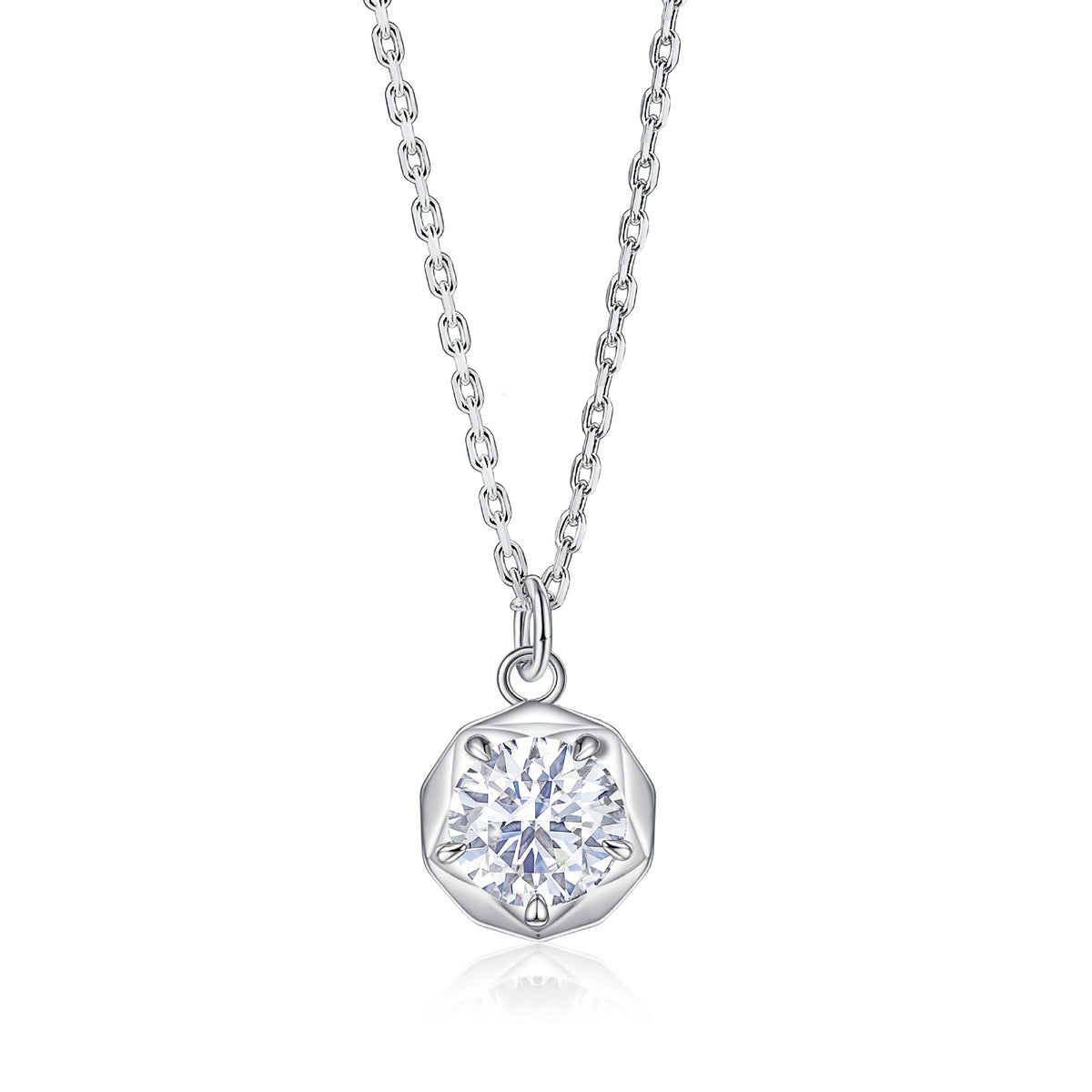 S925 1ct Zircon Silver Pendant Necklace