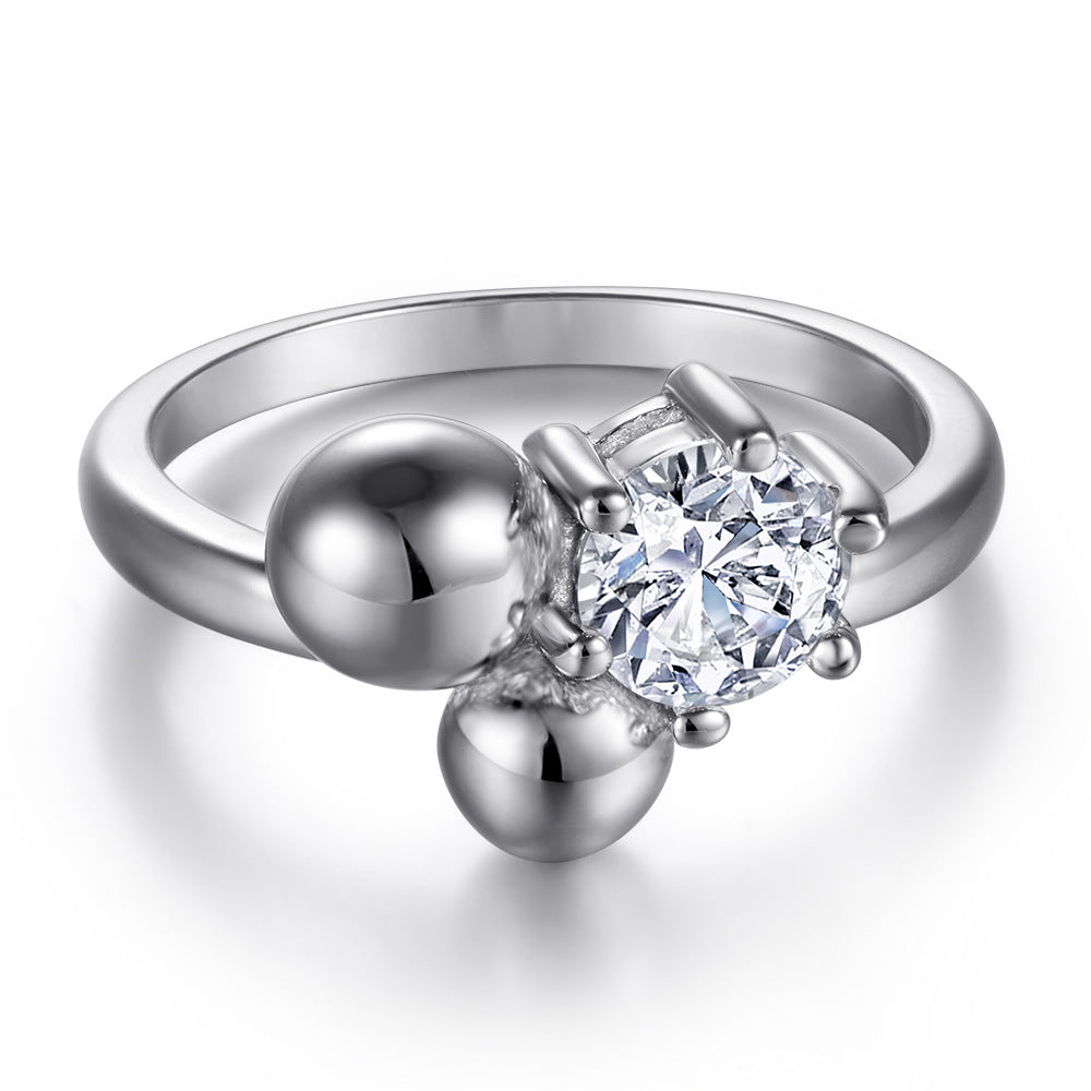 925 Silver Bead Ring Zircon Earrings Necklace Jewelry