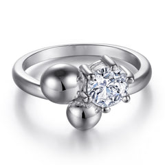 925 Silver Bead Ring Zircon Earrings Necklace Jewelry